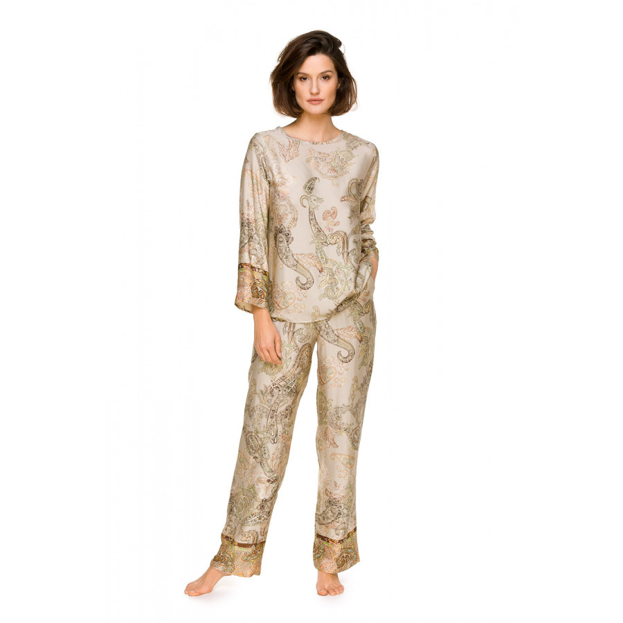 Zweiteiliger Pyjama / Hausanzug aus Viskose mit weitem Oberteil mit langen Ärmeln - Coemi-lingerie