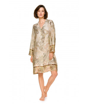 Weites Nachthemd im Hemdstil aus Viskose mit Kaschmir-Print - Coemi-lingerie