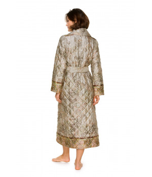 Long peignoir ample en viscose imprimé indien motif cachemire col châle - Coemi-lingerie
