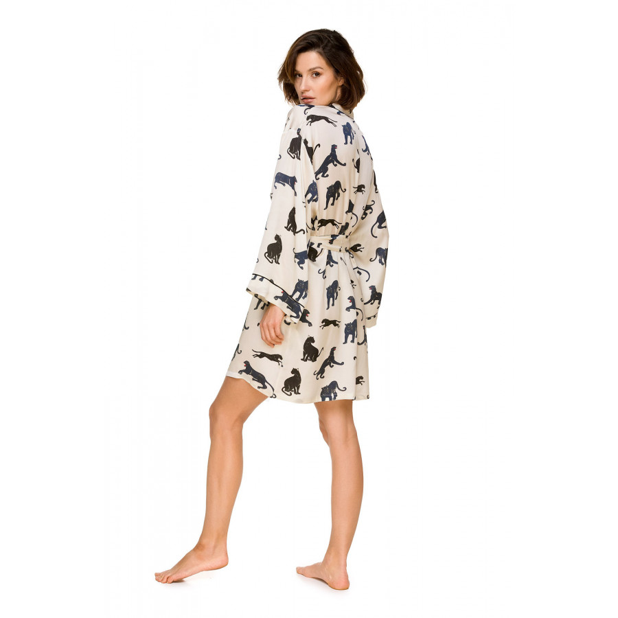 Schöner Kimono in Knielänge aus Viskose mit Panther-Print - Coemi-lingerie