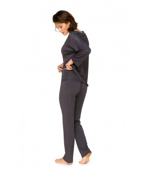 Zweiteiliger Pyjama / Hausanzug aus Micromodal und Spitze mit langen Ärmeln - Coemi-lingerie