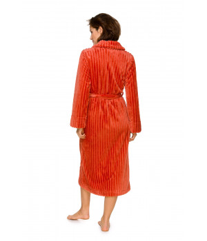 Long peignoir / robe de chambre en velours effet velours côtelé col châle - Coemi-lingerie