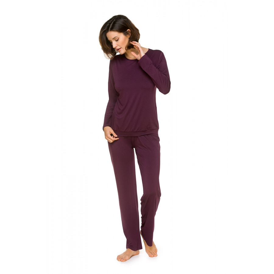 Herrlicher zweiteiliger Pyjama aus Micromodal mit langen Ärmeln und Spitze am Rücken - Coemi-lingerie