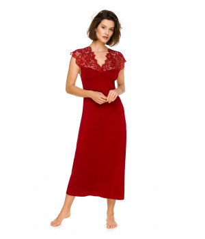 Elegant micromodal nightdress, short-sleeves made entirely of lace