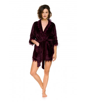 Gorgeous and soft, sexy little dressing gown with a pretty lace trim - Coemi-lingerie