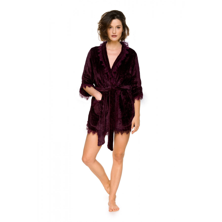 Gorgeous and soft, sexy little dressing gown with a pretty lace trim - Coemi-lingerie