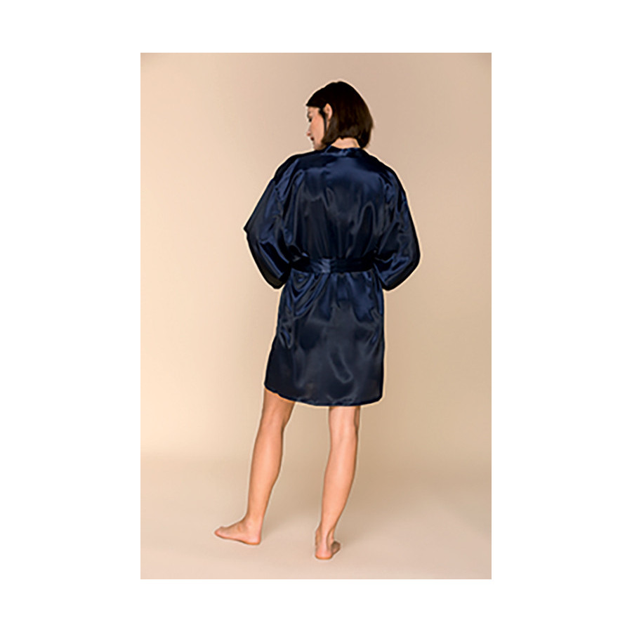 Déshabillé style kimono en satin arrivant mi-cuisse manches longues - Coemi-lingerie