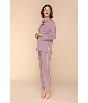 Ensemble pyjama 2 pièces en micromodal haut style chemise pantalon fluide et droit - Coemi-lingerie