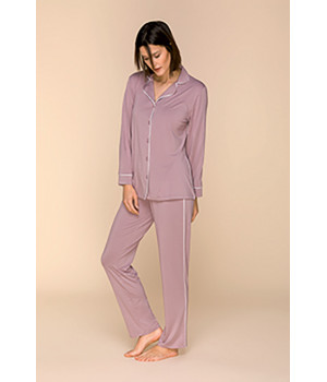 2-piece pyjamas in micromodal fabric with a shirt-style top and loose-fitting, straight-cut bottoms - Coemi-lingerie