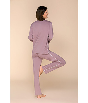 2-piece pyjamas in micromodal fabric with a shirt-style top and loose-fitting, straight-cut bottoms - Coemi-lingerie