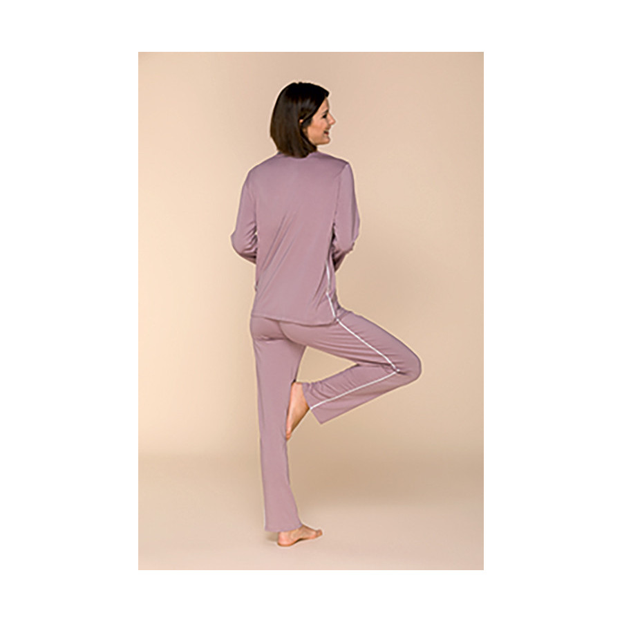 Zweiteiliger Pyjama aus Micromodal bestehend aus einem Hemd-Oberteil und einer geraden, fließenden Hose - Coemi-lingerie
