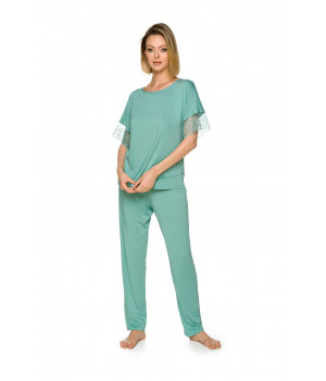 Micromodal pyjamas with a short-sleeve T-shirt top and long, flowing bottoms - Coemi-lingerie