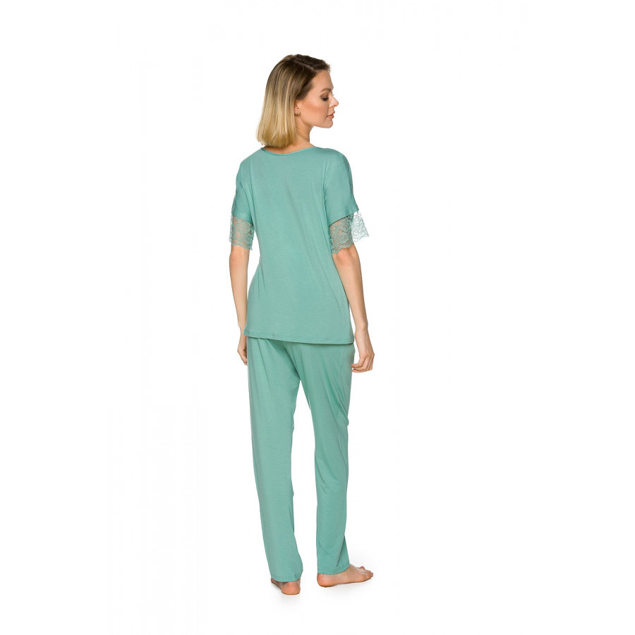 Ensemble pyjama en micromodal top tee-shirt manches courtes et pantalon long et fluide - Coemi-lingerie
