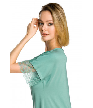 Zweiteiliger Pyjama aus Micromodal mit T-Shirt mit kurzen Ärmeln und langer, fließender Hose - Coemi-lingerie