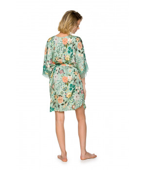 Tunic-style nightshirt and belt with mid-length sleeves in a spring-like floral print - Coemi-lingerie