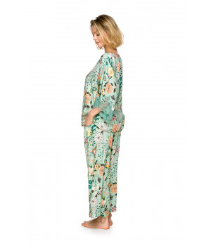 Weiter, bequemer zweiteiliger Pyjama / Hausanzug aus Viskose mit frühlinghaftem Blumenprint - Coemi-lingerie