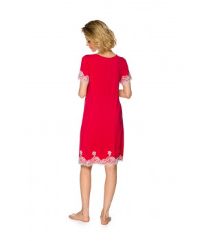 Halblanges Nachthemd im Tunika-Stil aus Micromodal und Spitze mit kurzen Ärmeln - Coemi-lingerie