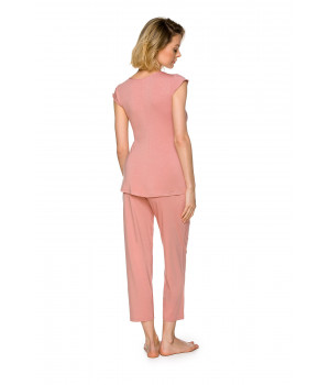 Zweiteiliger Pyjama aus Micromodal und Stickerei mit kurzen Ärmeln und tiefem V-Ausschnitt - Coemi-lingerie