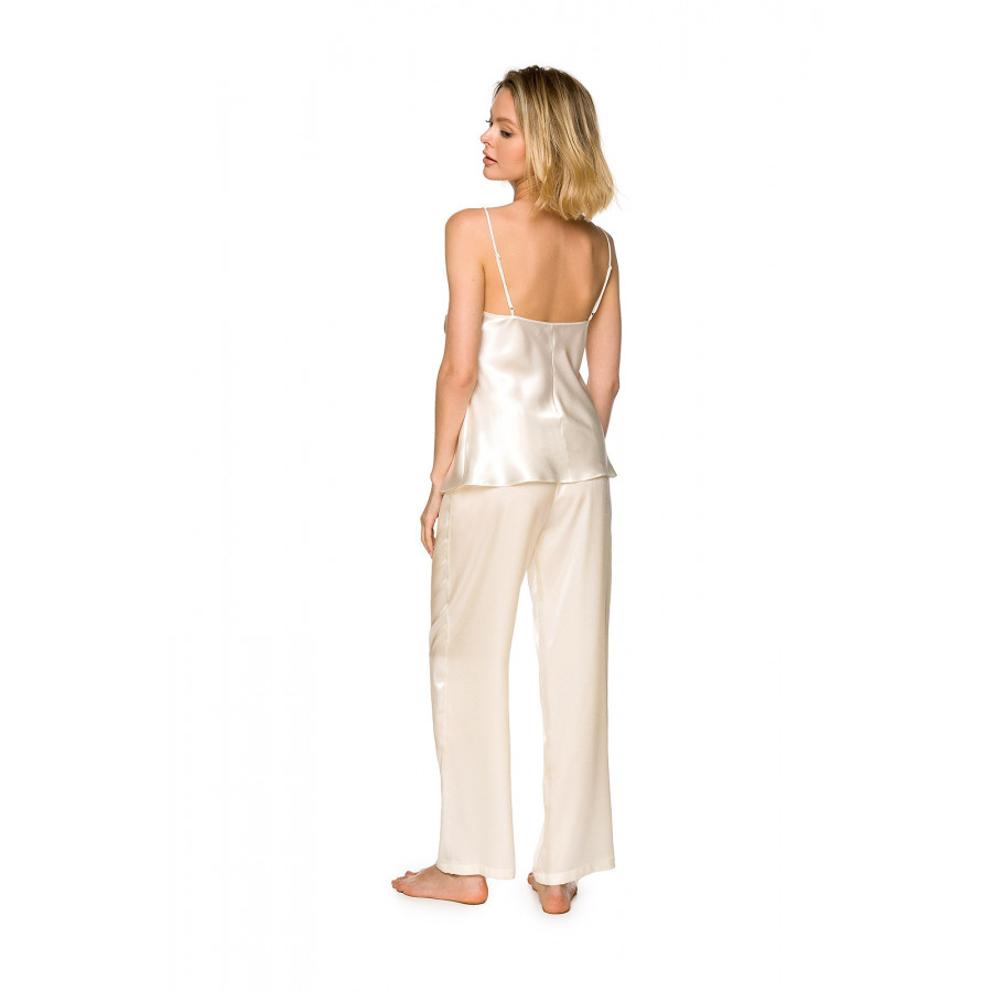 2-piece satin pyjamas with a cameo-style top and embroidery on the bust - Coemi-lingerie