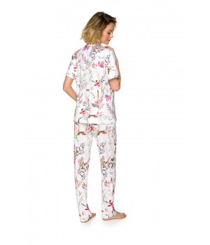 Ensemble pyjama imprimé fleuri romantique haut chemise manches courtes et pantalon - Coemi-lingerie