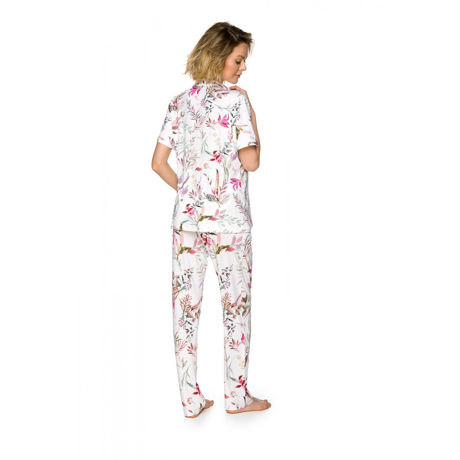 Zweiteiliger Pyjama mit romantischem Blumenprint aus kurzärmeligem Oberteil und langer Hose  - Coemi-lingerie