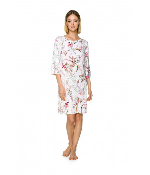 Nightshirt in a floral print with three-quarter length sleeves and a comfortable, loose-fitting neck  - Coemi-lingerie