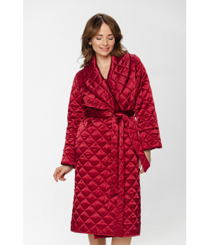 Long, quilted satin bathrobe, lined in satin with long sleeves and a shawl collar - XS/S to XL/XXL - Coemi-Lingerie