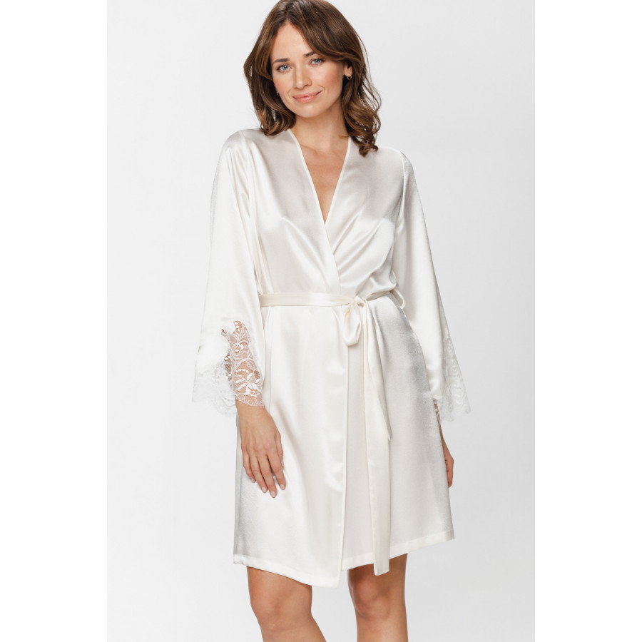 Pretty Eternal Glam satin dressing gown with lace insert at the cuffs - XS/S au 5 XL - Coemi-lingerie