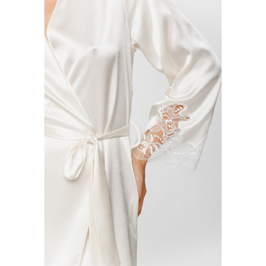 Pretty Eternal Glam satin dressing gown with lace insert at the cuffs - XS/S au 5 XL - Coemi-lingerie