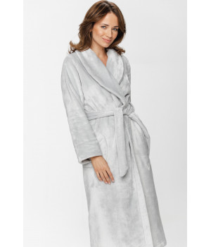Mid-calf, maxi dressing gown in velvet with a shawl collar, long sleeves and side pockets - XS/S to 5XL - Coemi-Lingerie