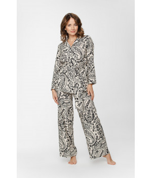 Ensemble pyjama en viscose imprimé cachemire noir sur blanc ample et confortable - XS au 5XL - Coemi-LIngerie