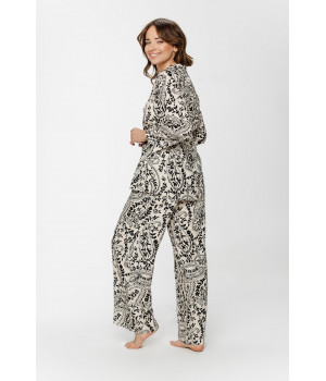 Ensemble pyjama en viscose imprimé cachemire noir sur blanc ample et confortable - XS au 5XL - Coemi-LIngerie