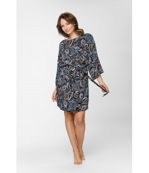Tunic-style nightdress with three-quarter-length sleeves, a paisley print, belt and a cut-out at the back