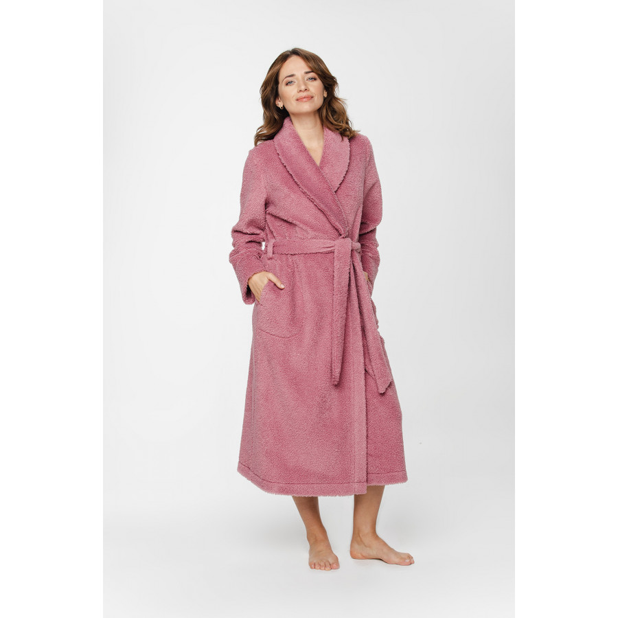 Loose-fitting maxi dressing gown in velvet with a shawl collar, long sleeves and side pockets - XS/S to 5XL - Coemi-Lingerie