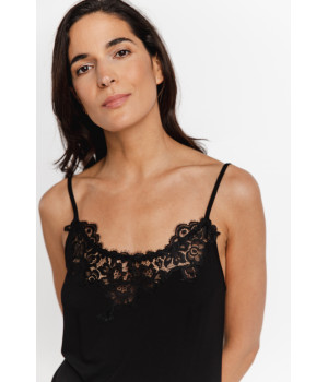 Gorgeous micromodal and lace negligee with thin, adjustable criss-cross straps at the back
