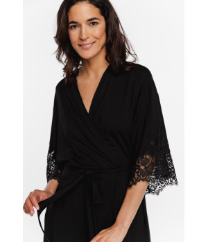 Gorgeous little, loose-fitting micromodal dressing gown, and sleeves adorned with lace