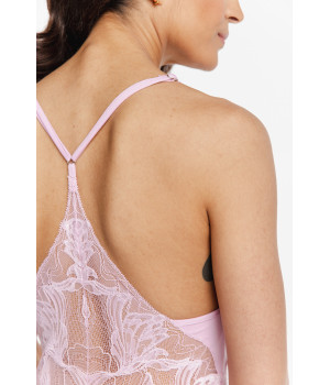 Seductively sexy micromodal negligee with thin straps, lace and see-through inserts