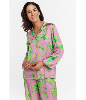 Weiter Pyjama/Hausanzug aus Viskose bestehend aus einem Hemdoberteil und einer weiten Hose
