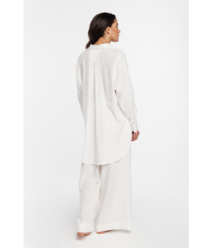 Loungewear outfit/2-piece pyjamas in linen and viscose, nightshirt-style top and loose-fitting bottoms